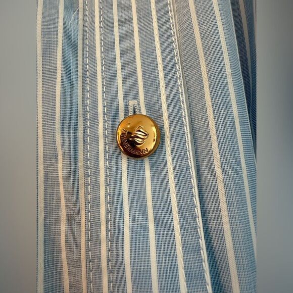 ZIMMERMANN Light Blue Striped Long Sleeve Utility Midi Dress, size 0 - Picture 8 of 16